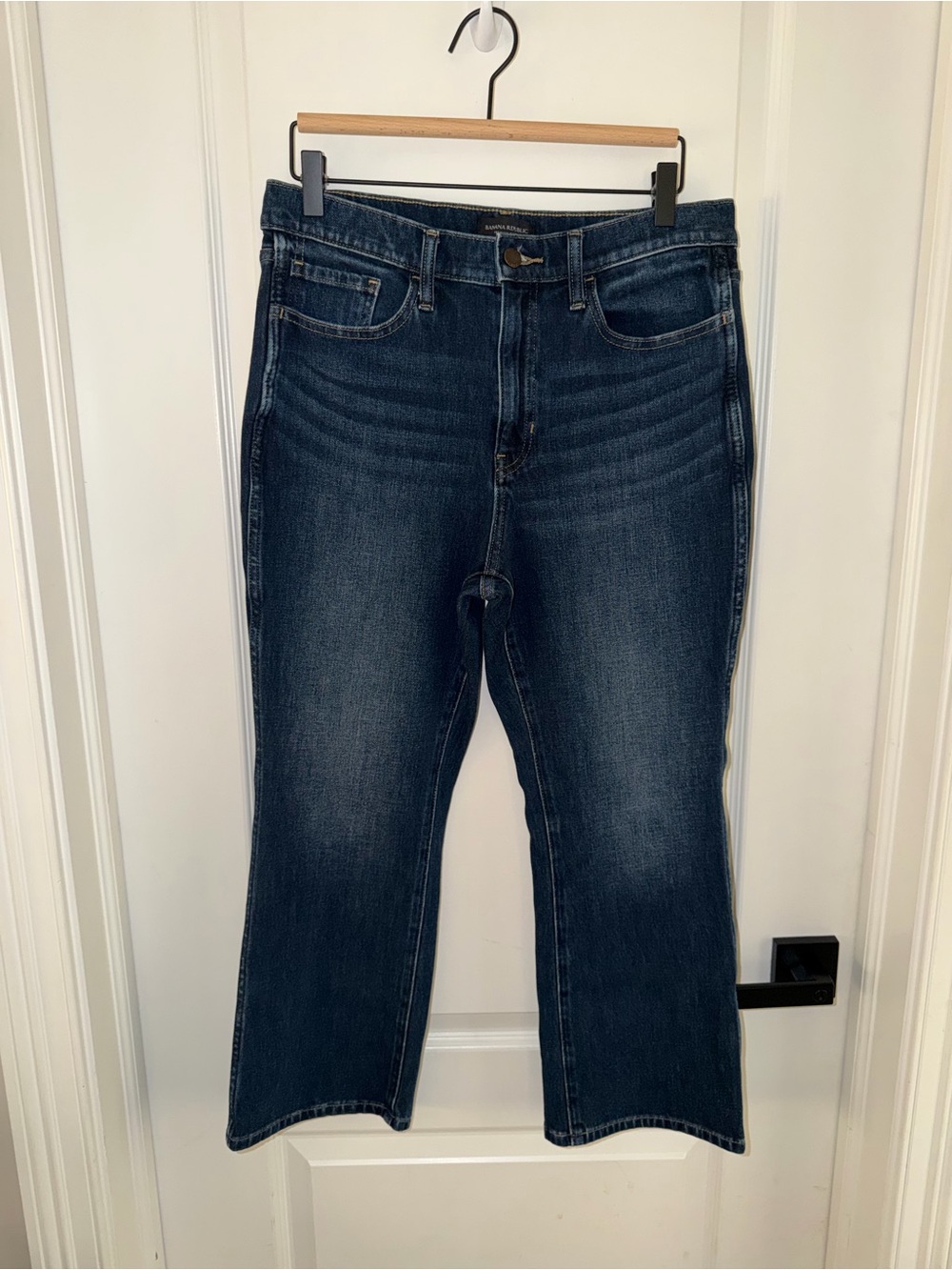 Banana Republic High Rise Crop Boot Jeans 30 Short Dark Wash Stretch Denim